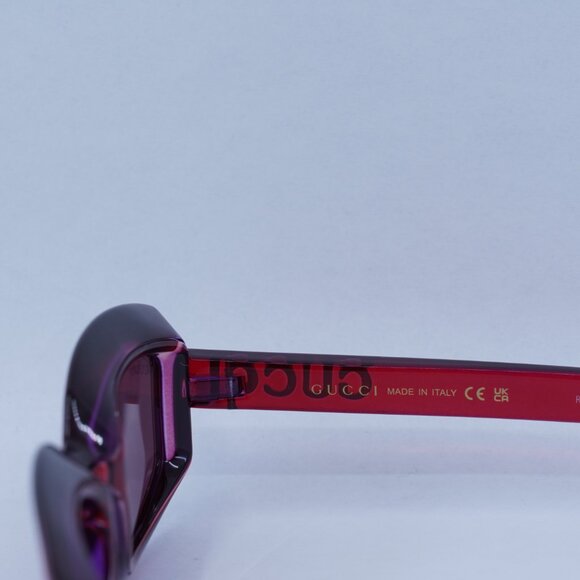 Gucci GG1719S 004 Sunglasses Transparent Red Geometric Frame main image 8